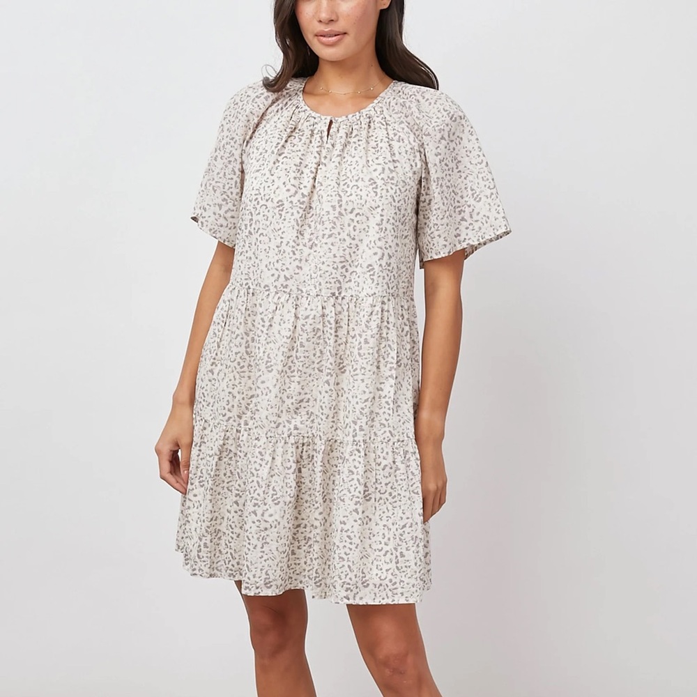 Rails | Clarissa Tiered Mini Dress Watercolor Cheetah Size M
